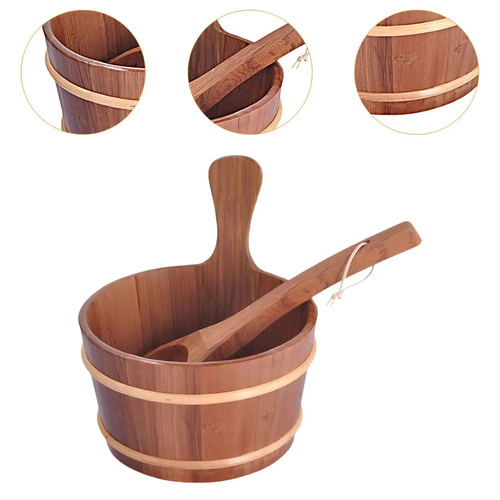 4L Versatile Sturdy with Handle Gifts Water Bucket Sauna Bucket and Ladle Storage Container for SPA Home Bathroom Swimming Pool