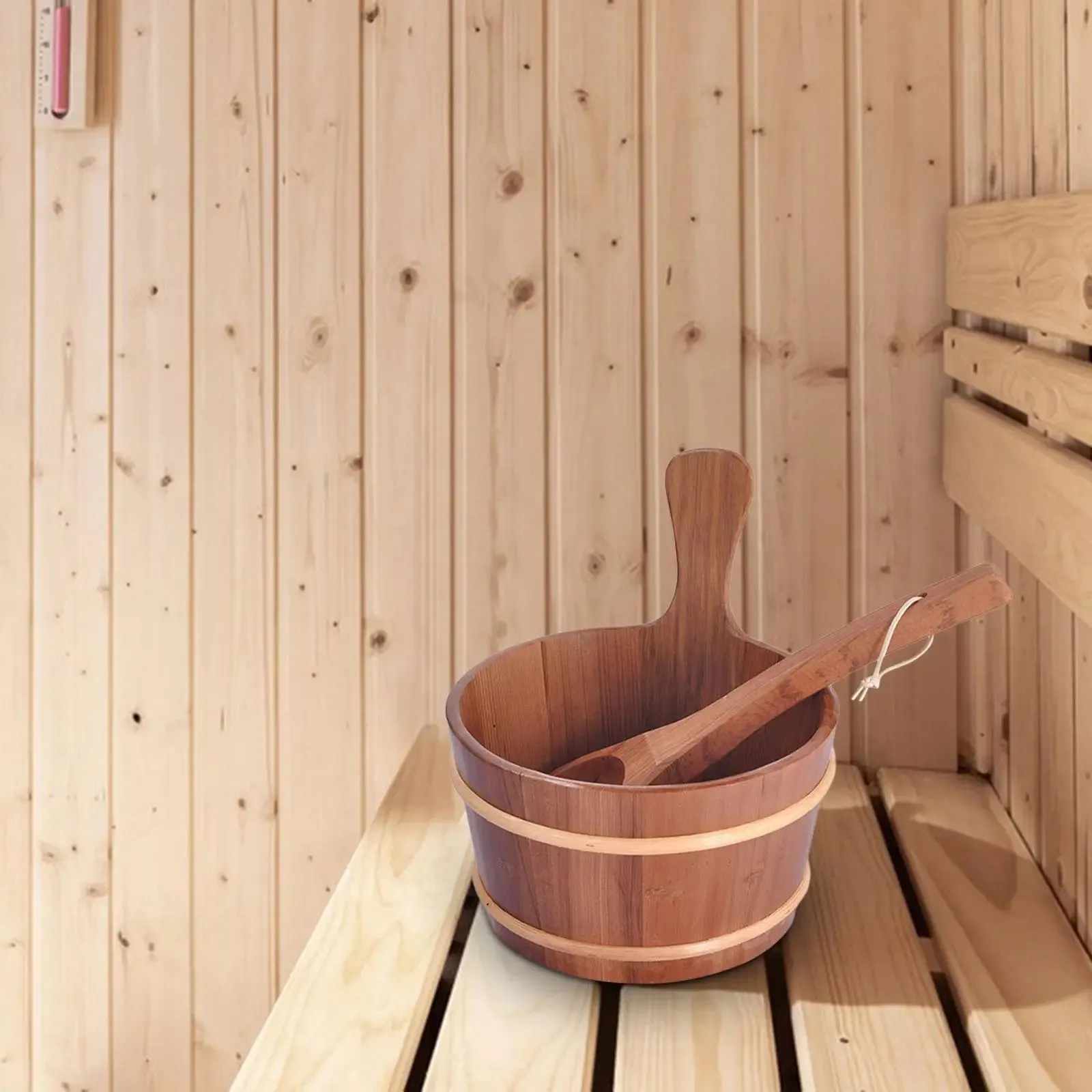 4L Versatile Sturdy with Handle Gifts Water Bucket Sauna Bucket and Ladle Storage Container for SPA Home Bathroom Swimming Pool