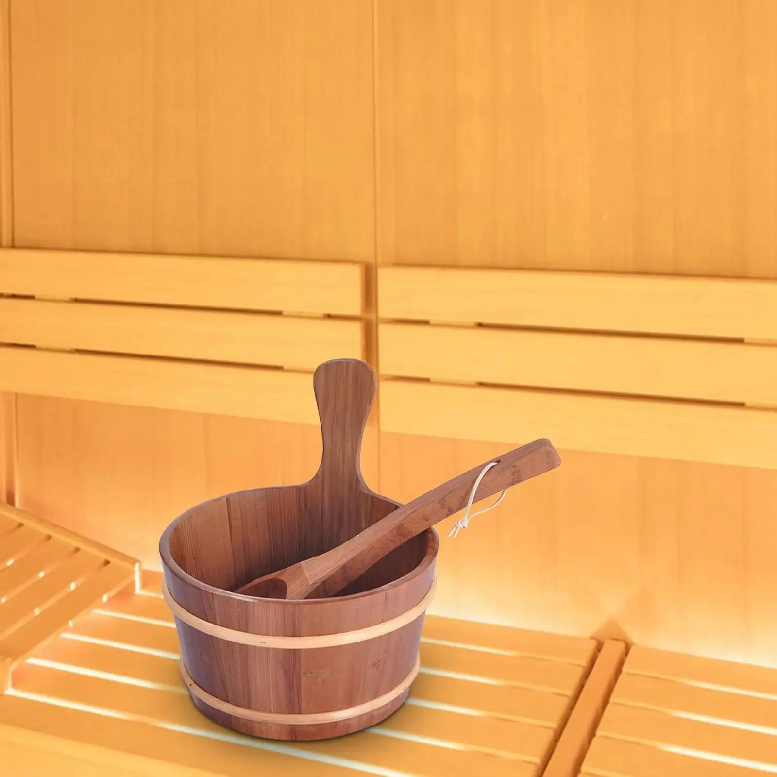 4L Versatile Sturdy with Handle Gifts Water Bucket Sauna Bucket and Ladle Storage Container for SPA Home Bathroom Swimming Pool