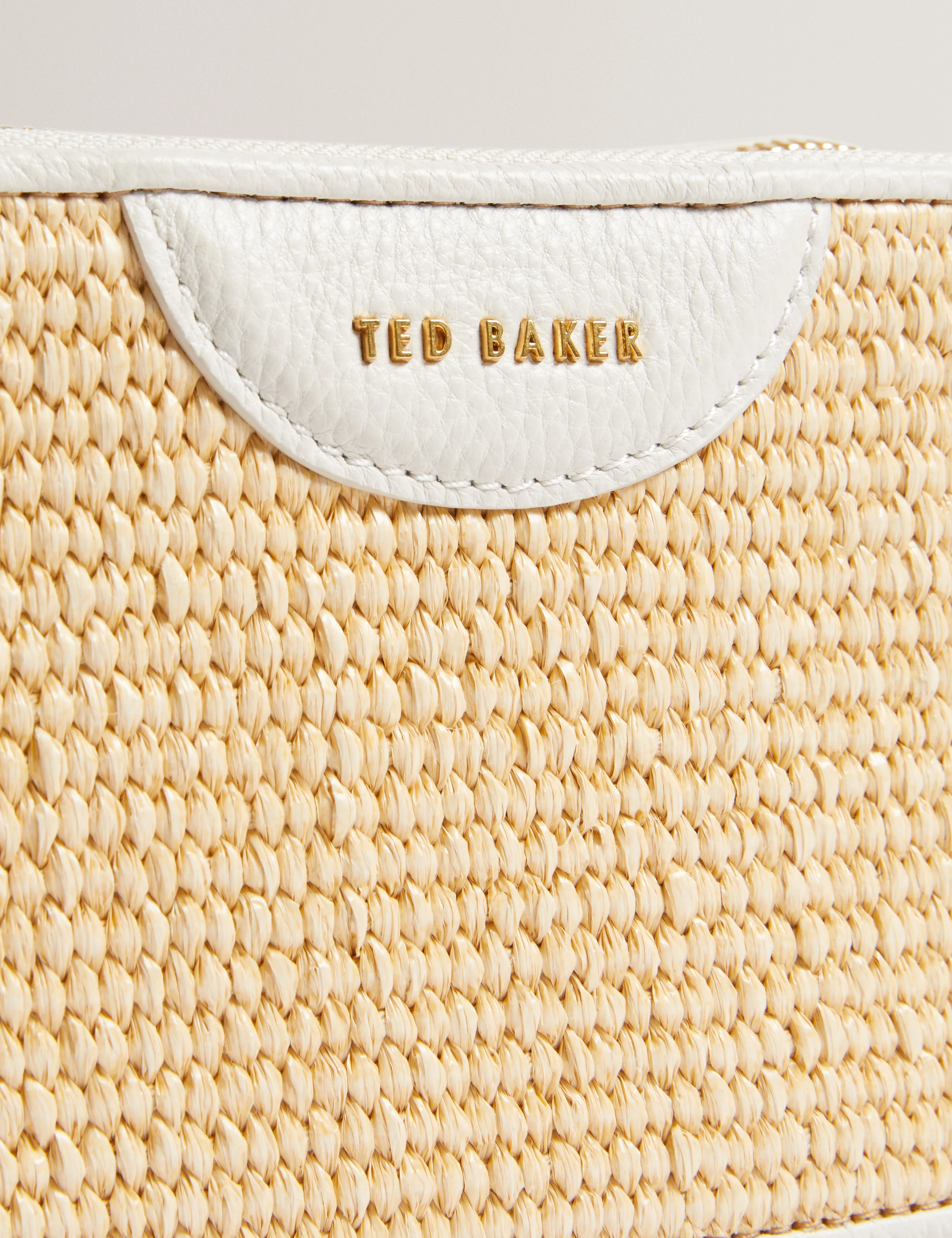 Baria Mini Webbing Faux Raffia Camera Bag Ecru