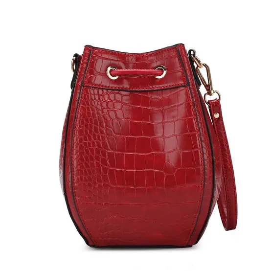 Cassidy Crocodile Embossed Burgundy Vegan Leather Hobo Bag- MKF Collection