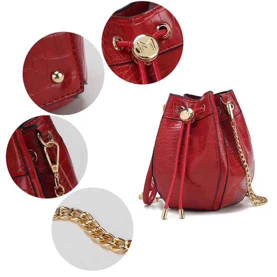 Cassidy Crocodile Embossed Burgundy Vegan Leather Hobo Bag- MKF Collection