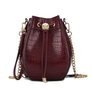 Cassidy Crocodile Embossed Burgundy Vegan Leather Hobo Bag- MKF Collection