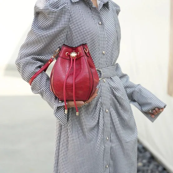 Cassidy Crocodile Embossed Burgundy Vegan Leather Hobo Bag- MKF Collection