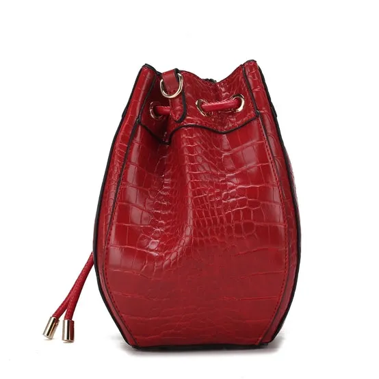 Cassidy Crocodile Embossed Burgundy Vegan Leather Hobo Bag- MKF Collection