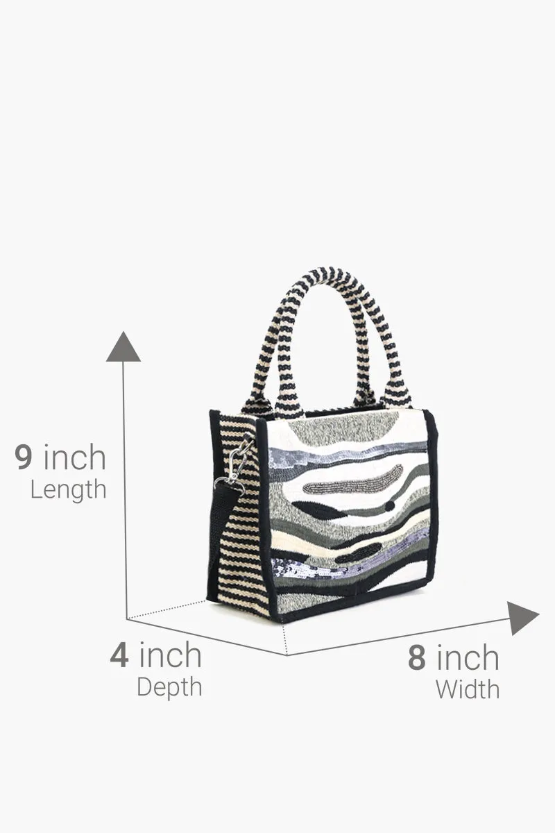 Charcoal Chic Evening Mini Tote Bag