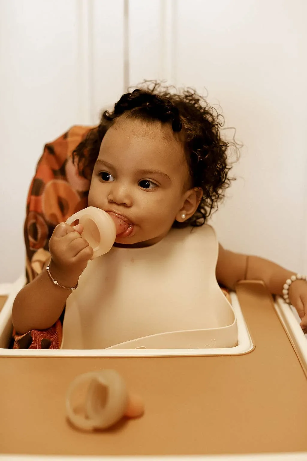 Silicone Baby Bib Roll Up - Sand