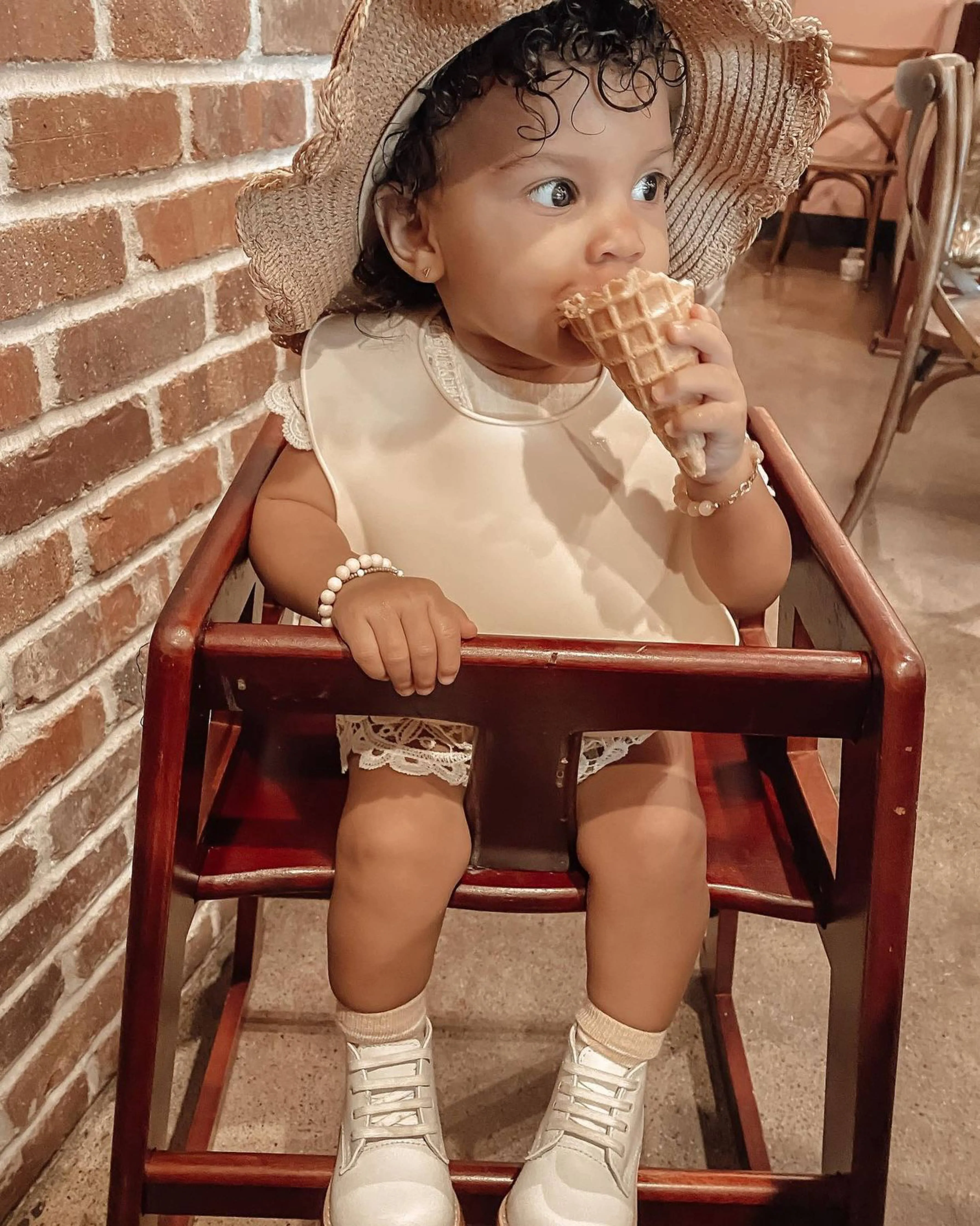 Silicone Baby Bib Roll Up - Sand
