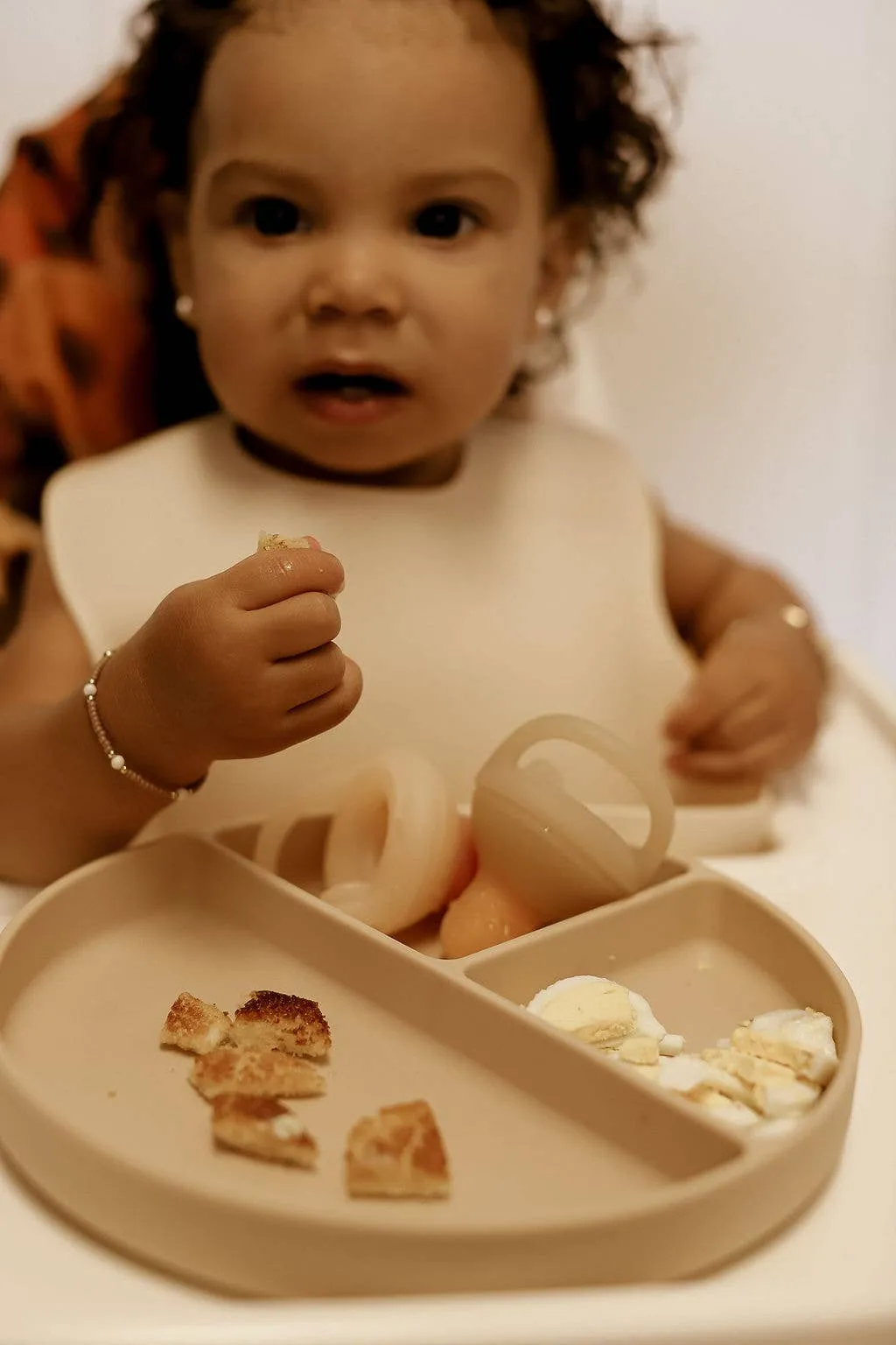 Silicone Baby Bib Roll Up - Sand
