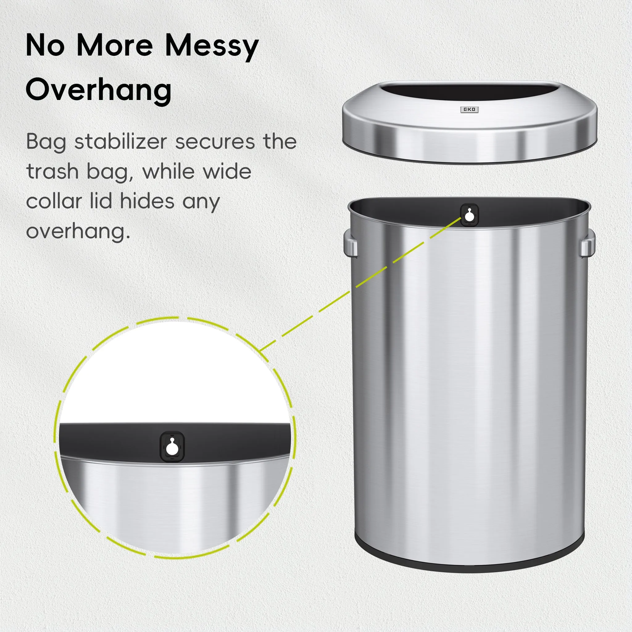 Urban Semi-Round Open Top Can Commercial Grade – 60L / 16 Gal